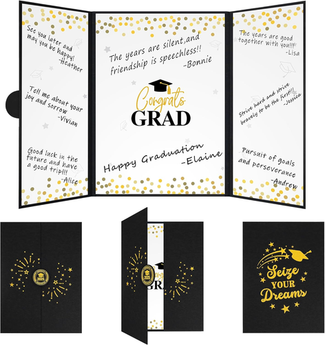 2025 Graduation Guest Book Alternative Signature Congrats Certificate Black Gold