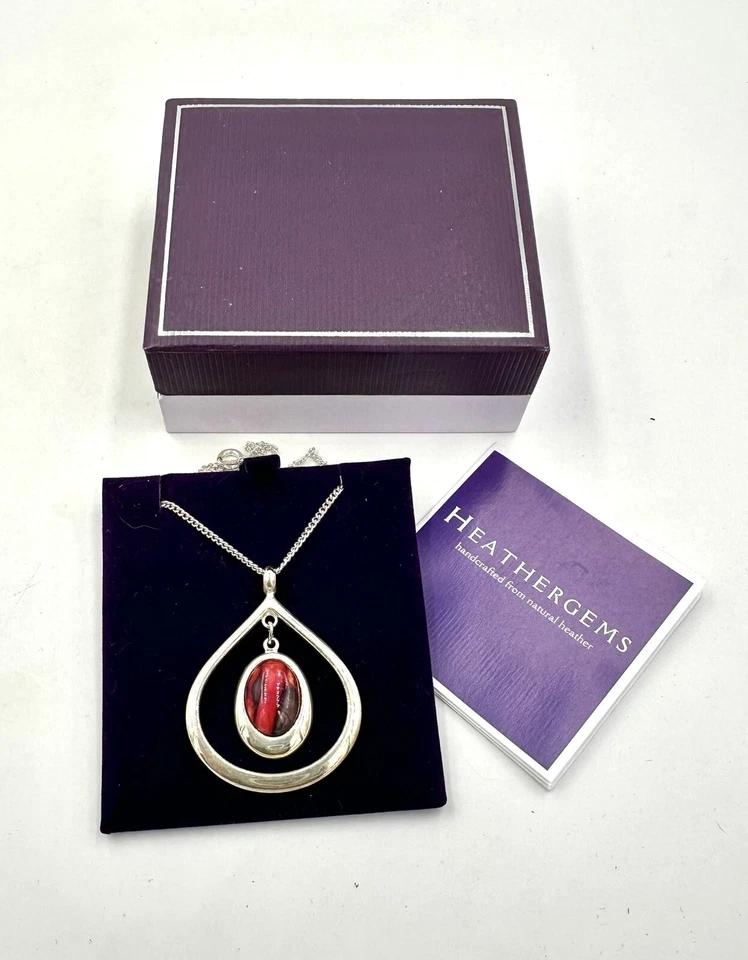 Collar Colgante HEATHERGEMS Plateado Corte Lágrima Nuevo En Caja Foto 4 de 4