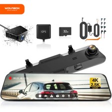WOLFBOX G900 4K 2.5K Front and Rear Mirror Camera Free 32GB Card Dash Cam
