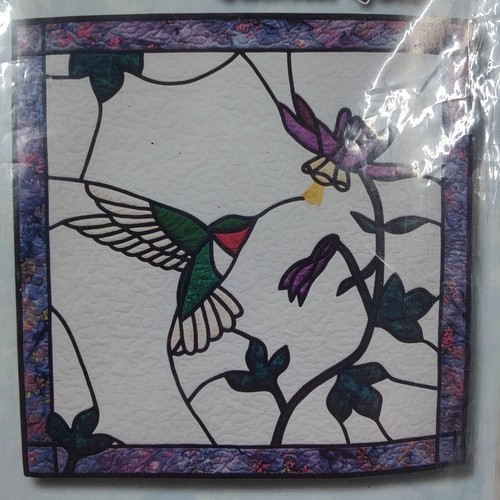 Hummingbird Stained Glass Cute Animal Bird Quilt 35x35" 1997 Vtg - Picture 23 of 24
