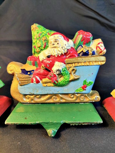 3 Medias de Navidad de hierro fundido vintage de IMPORTACIONES DEL MEDIO OESTE CAÑONES - Imagen 3 de 9