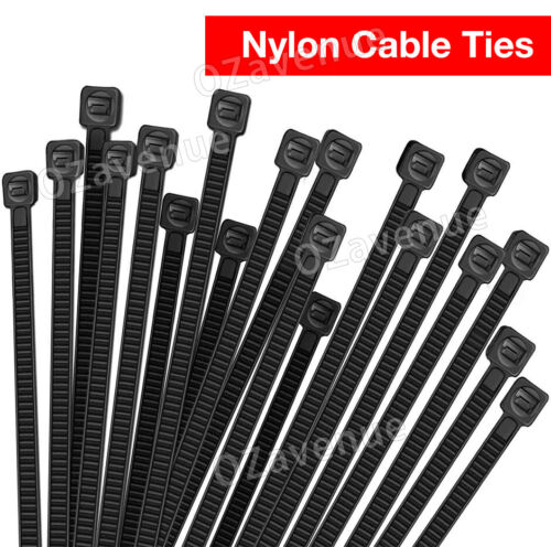 Cable Ties Zip Ties Nylon UV Stabilised 100/200/500/1000x Bulk Black Cable Tie - Picture 2 of 14
