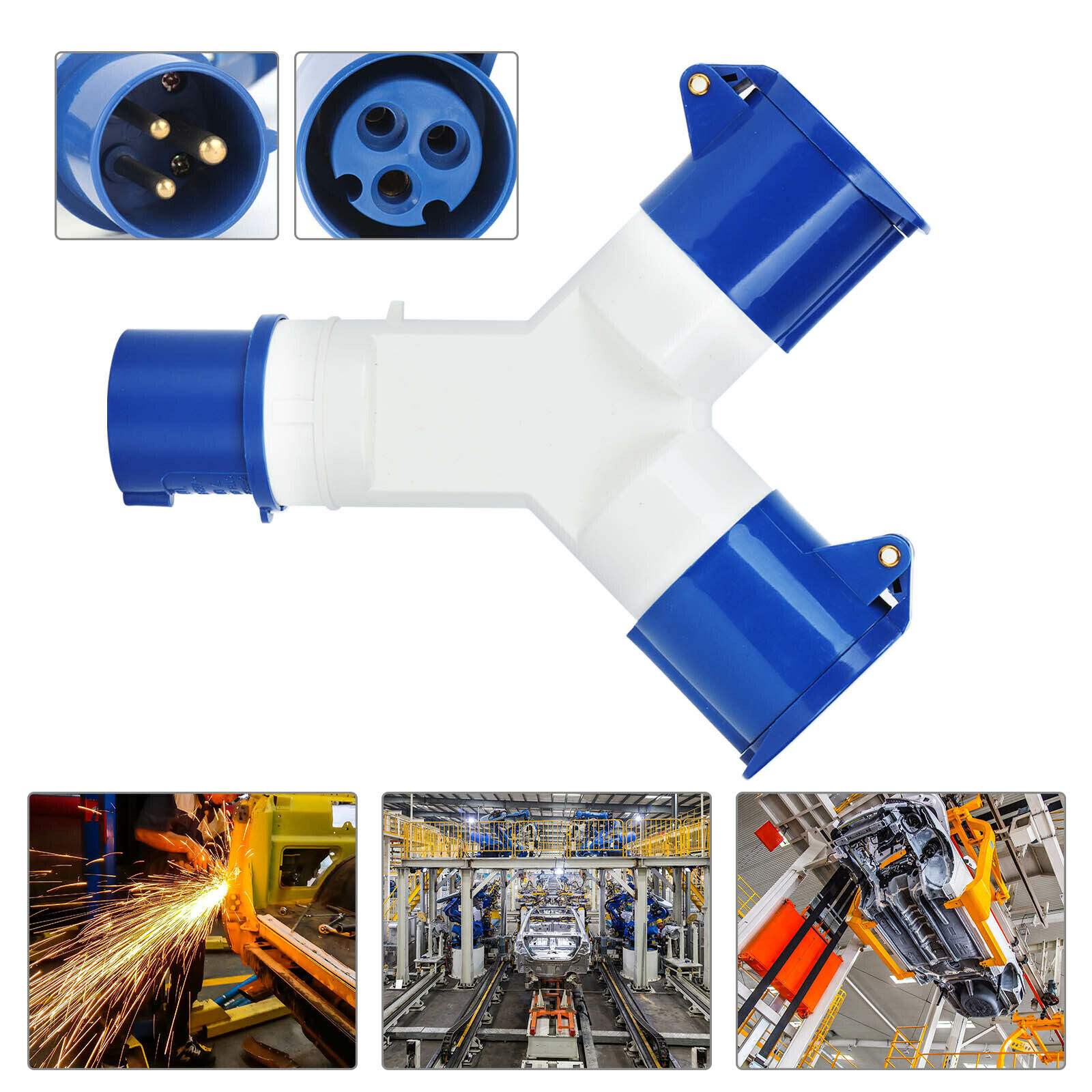 2 Way Splitter 16A Electric Mains Hook Up Lead Adaptor Caravans