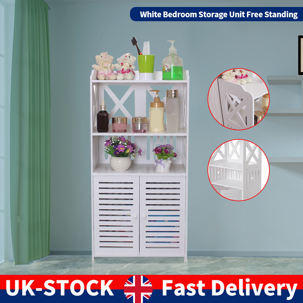 White Wood Bathroom Storage Wooden Drawer Cupboard Free Standing Unit UK eBay