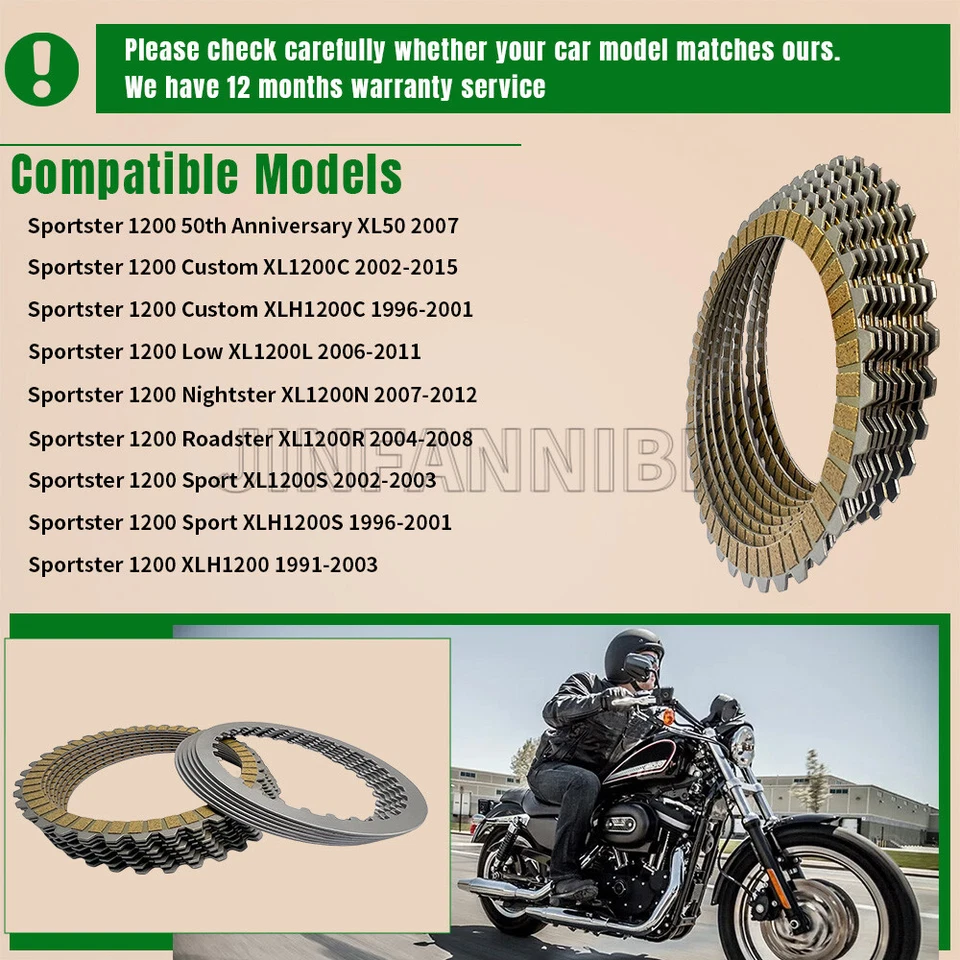Kit de placas de acero de fricción de embrague para Harley-Davidson Sportster 883 1200 1991-22 Foto 3 de 4