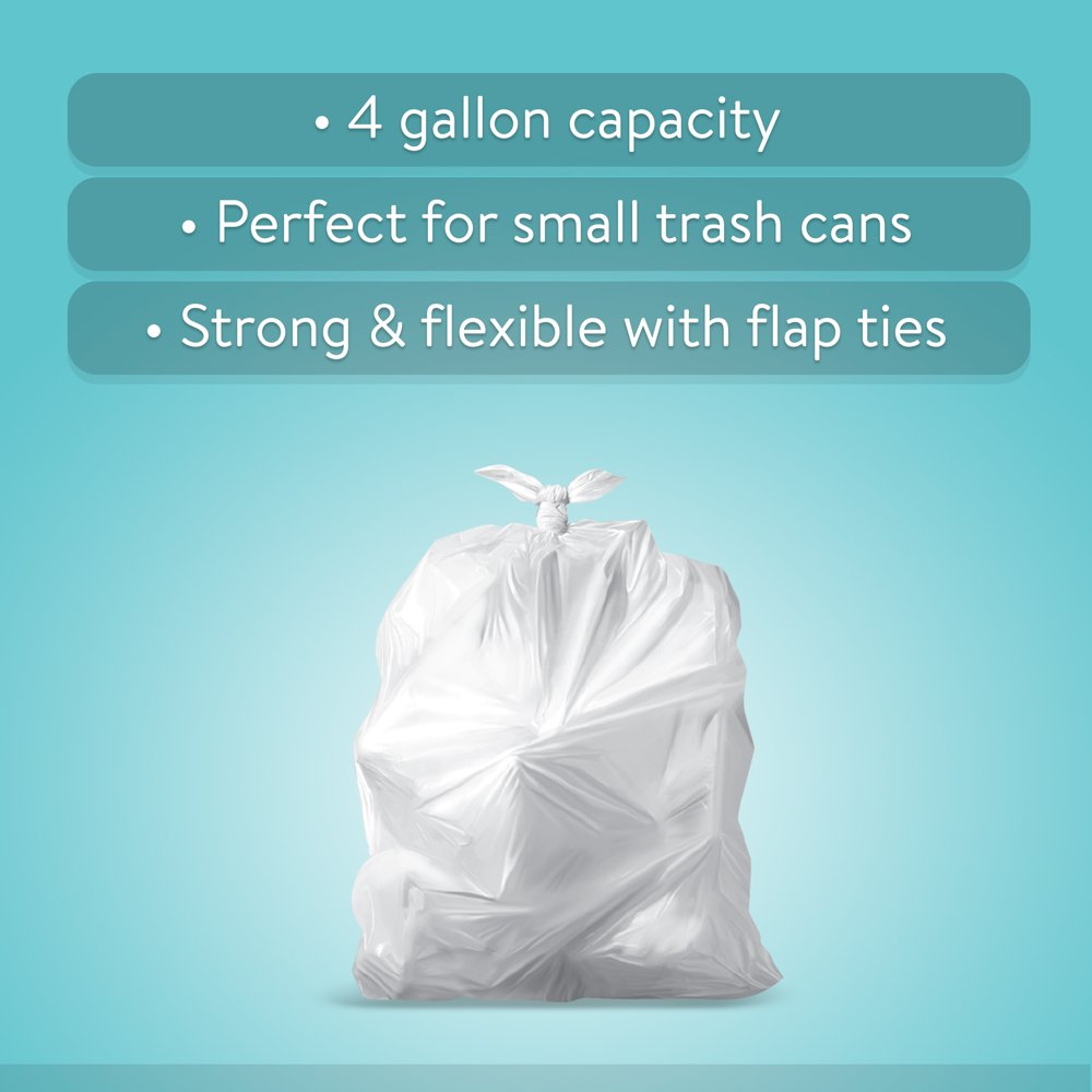 Great Value Small Trash Flap Tie Bags, 4 Gallon, 40 Count eBay