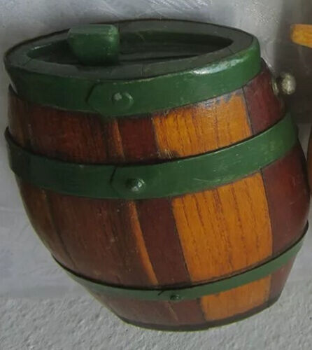 6,5" antico secchio vintage in legno tascabile fusto mensa botte vasca, legno - Foto 3 di 9