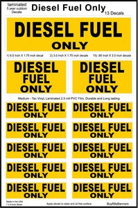 Warning Stickers 13 Diesel Fuel Only Decals Laminated Quality.