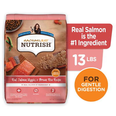 Nutrish Real Salmon, Veggies & Brown Rice Recipe Dry Dog Food, 13 lb. Bag New