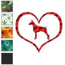 Love Doberman Dog Heart, Vinyl Decal Sticker, 40 Patterns  3 Sizes, 1450