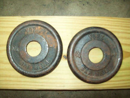 2 Vintage York Langhantel 1 1/4s Bodybuilding STRONGMAN Fitness IRON Hanteln HOMEGYM