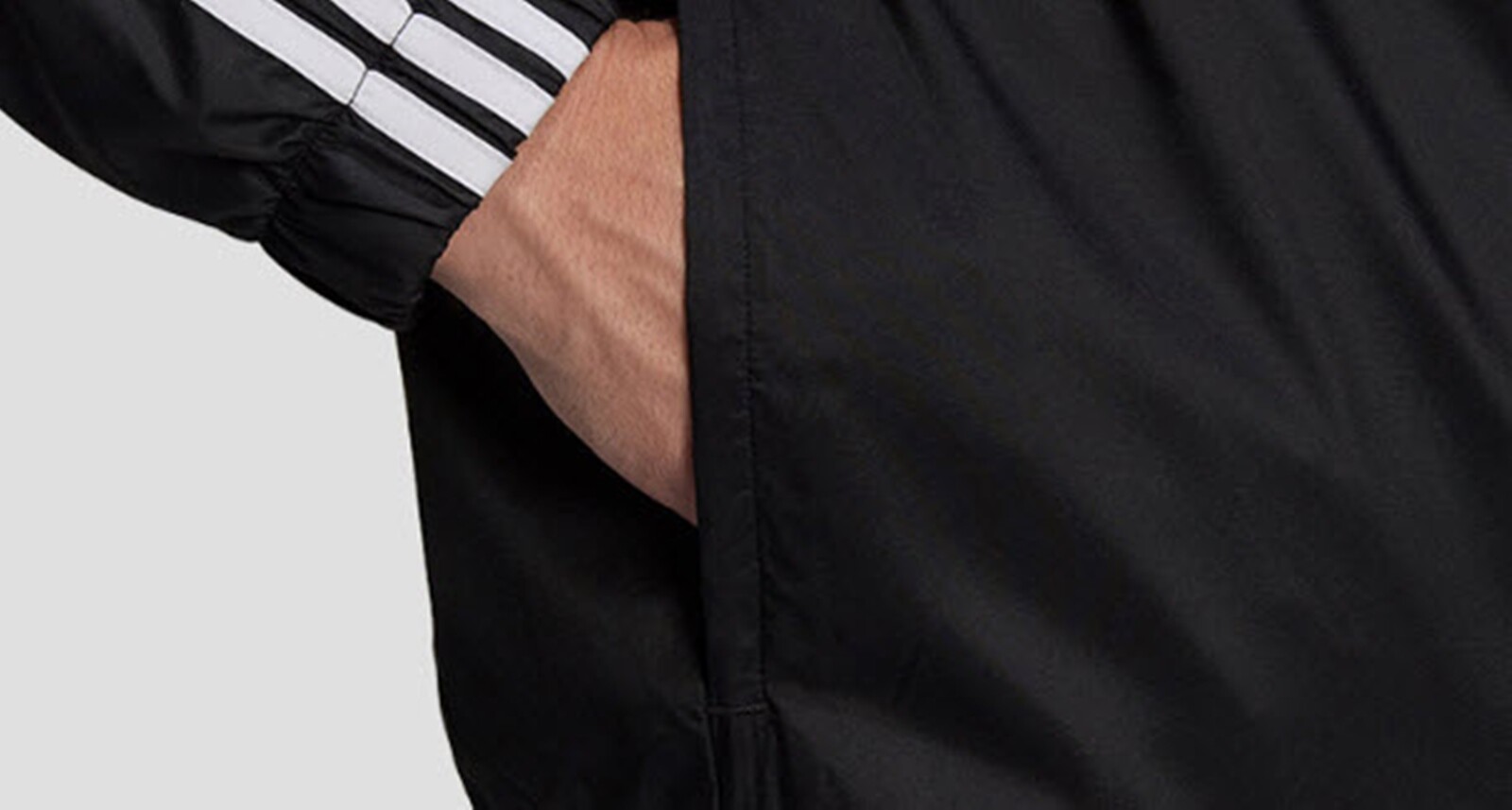 Adidas Men 3Stripe Hoodie Track Jacket Run Black Windbreaker Top