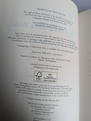 The Zookeeper's Wife by Diane Ackerman Paperback Fiction GC Drama - Picture 11 of 11