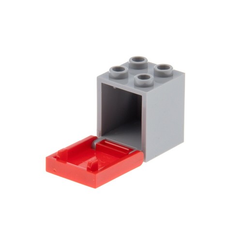 1x Lego Schrank Container Box 2x2x2 neu-hell grau Tür Klappe rot 4346 4345 - Bild 3 von 3