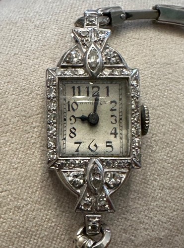 VINTAGE HAMILTON DIAMOND PLATINUM 900 100 IRIDIUM LADIES WATCH /REPAIR - Picture 3 of 8