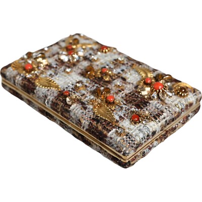 DOLCE & GABBANA Bag Multicolor Tweed Floral Clutch Crossbody