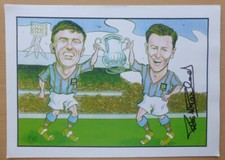 1957 Aston Villa FA Cup Winners Caricature Signed by Peter McParland with COA