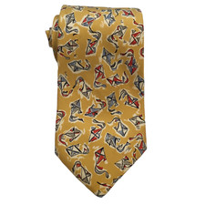 Vtg Burberrys of London Necktie 56  Classic Pure Silk Hand Sewn USA Gold Kites