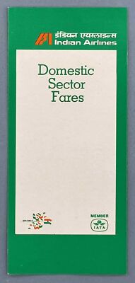 INDIAN AIRLNES DOMESTIC SECTOR FARES 1988 VINTAGE AIRLINE BROCHURE INDIA