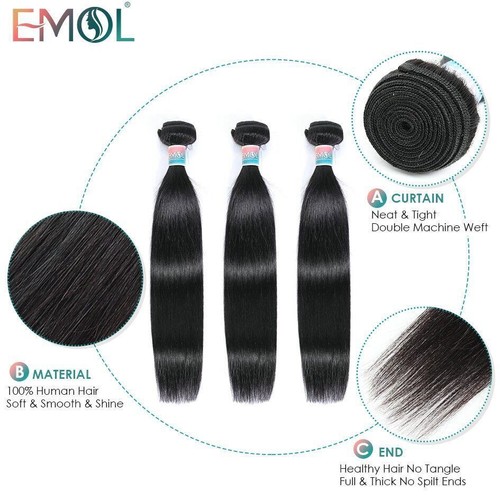 Straight Hair Bundles 1/3/4 Pieces 100% Human Hair Extensions For Black Women - Foto 16 di 18