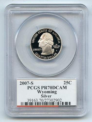 2007 S 25C Silver Wyoming Quarter PCGS PR70DCAM - Picture 2 of 2