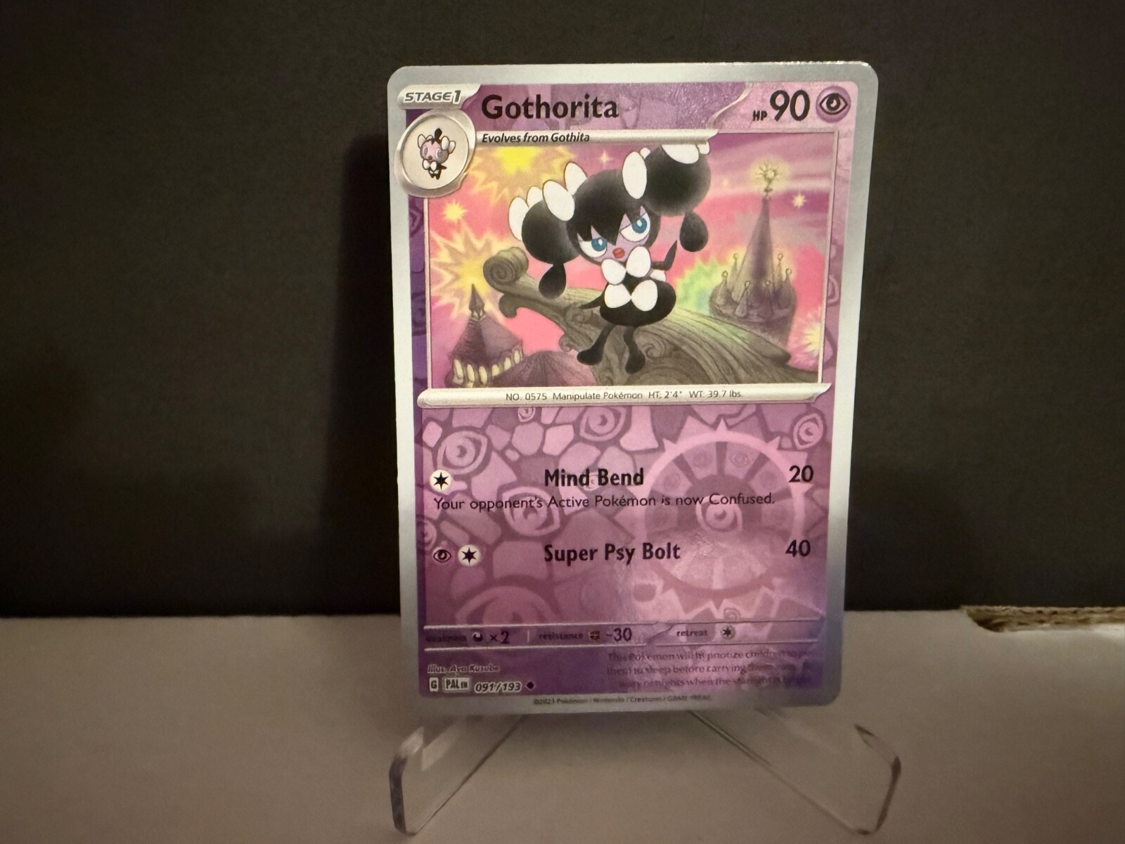 Gothorita 091 2023 Pokemon Paldea Evolved Reverse Holo Uncommon Card NM+
