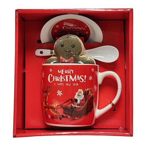Festive Gingerbread Cookie Mug Set Merry Christmas & Happy New Year Plate spoon - Picture 2 of 31