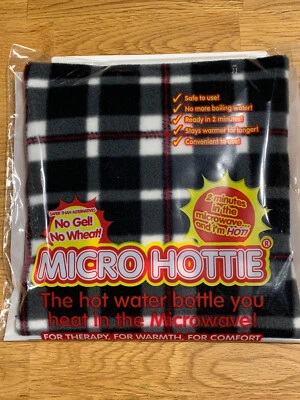 Hotties Black Tartan Fleece Microwavable Hot Water Bottle Micro Hottie