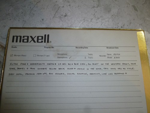 MAXELL UD 35-180 NASTRO REGISTRAZIONE AUDIO CON ELTON JOHN HAMMERSMITH ODEON 1982 IN POI - Foto 5 di 6