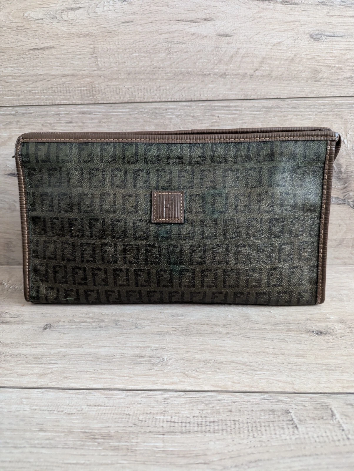 Pochette donna vintage anni 90 FENDI CIRCA tela zucchina