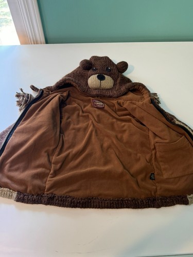 Kyber Outerwear Kids Size Medium Wool Blend Sweater Jacket Hooded Bear Fleece - Picture 5 of 6