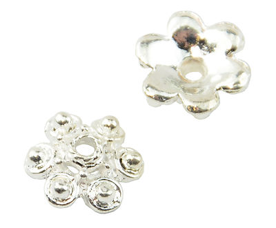 20 Versilberte 10 mm Blume Perlen Kappe Schmuckherstellung Fundstücke (37887-68)
