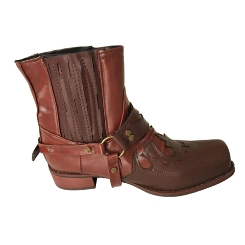 Retro Para hombres Botas de Motocicleta Punta Cuadrada Vaquero Botas Cortas Caballo Equipo Botas Reino Unido - Imagen 4 de 28