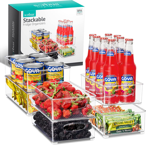 Stackable Refrigerator Organizer Bins - Clear Storage Bins for Kitchen Pantry, F - Picture 12 of 12