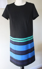 Ann Taylor LOFT 4 Striped Black Colorblock Ponte Short Sleeve Shirt Dress