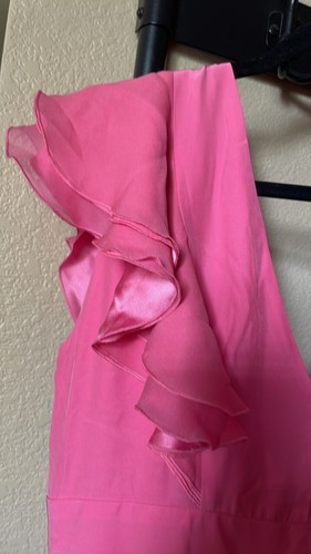 Abito donna Figue Frida seta taglia 10 nuovo con etichetta made in USA maxi rosa arricciato scollo a V - Foto 10 di 11
