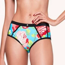Betsey Johnson Womens Framed Flowers Hipster Swim Bottom Swimwear