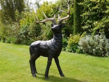 Lifelike Freestanding Stag Garden Sculpture - Resin Outdoor Ornament