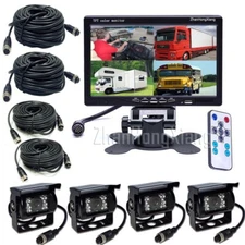 4x HD 1080P 4Pin Car Rear View Backup Camera + 7" 4-Split IPS Monitor RV Truck