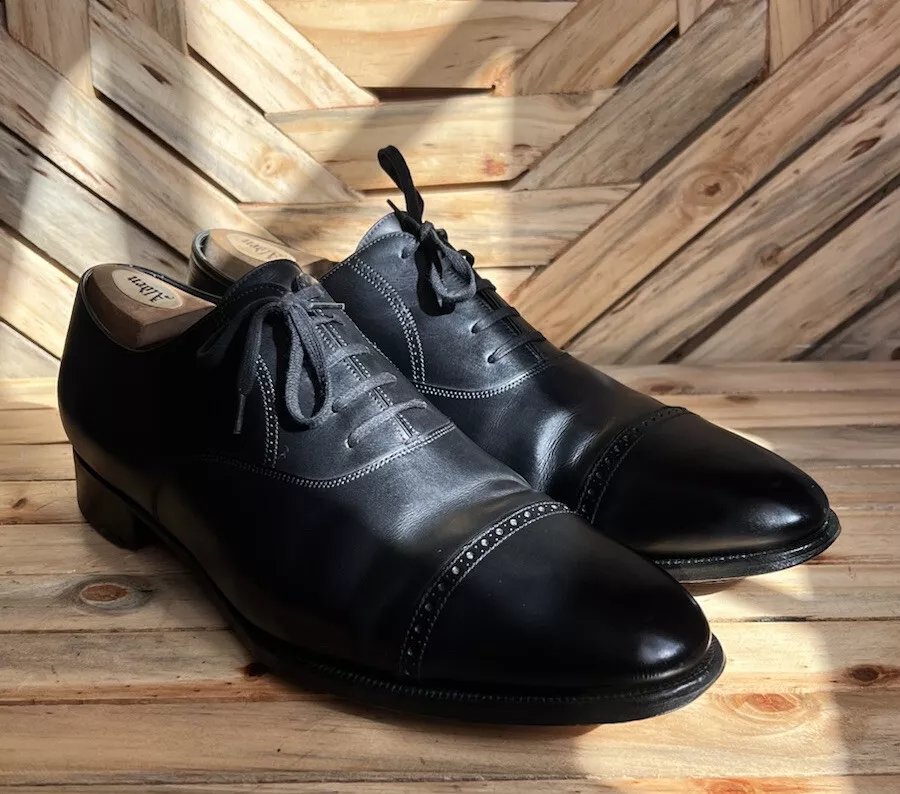 John Lobb Men's Philip II Leather Black Oxford Cap Toe Dress Shoes Sz  UK11E|US12