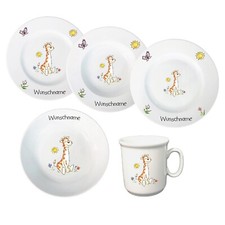 Kindergeschirr Giraffe Porzellan Set - Personalisiert mit Wunschname