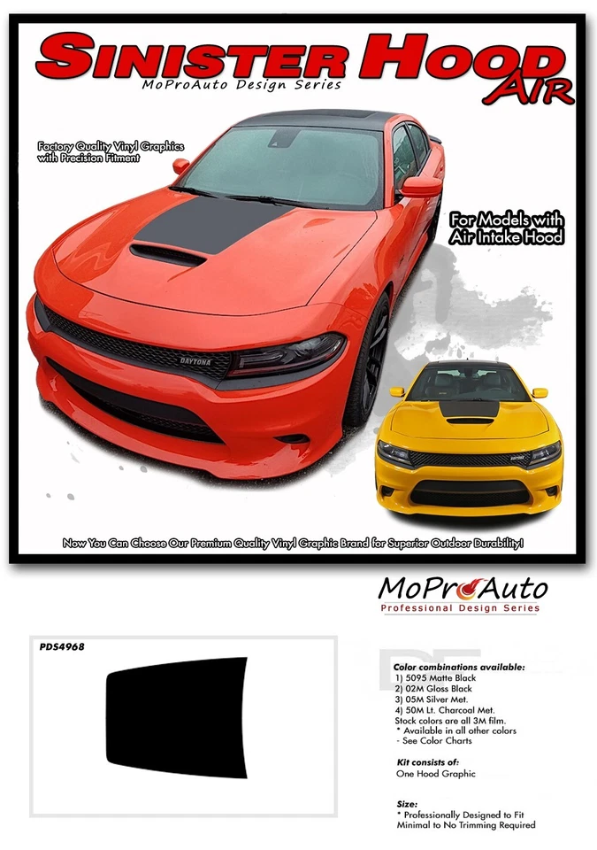 Hood Stripe Fits 2015 - 2023 Dodge Charger RT SRT SXT Hellcat GT Graphic Decal Foto 2 de 4