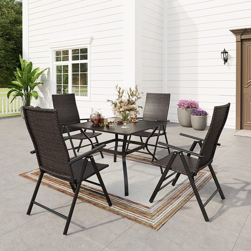 2er Set Rattan wicker Hochlehner Gartenstuhl Klappstuhl Braun 7 Positionen - Bild 6 von 6