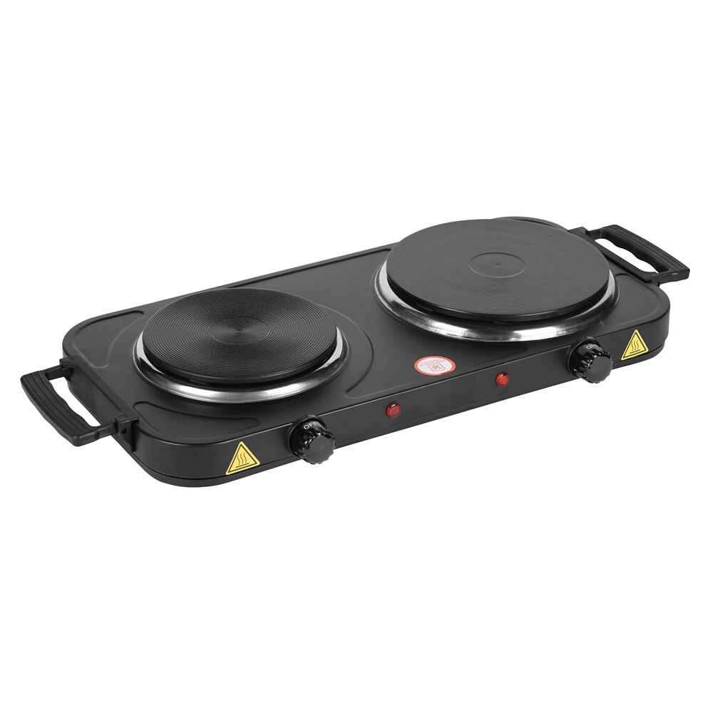 Deski Doppel Kochplatte 2 x 1000 Watt schwarz Kochfeld Doppelkochplatte Camping