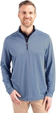 Cutter & Buck Virtue Eco Pique Micro Stripe Recycled Mens Quarter Zip