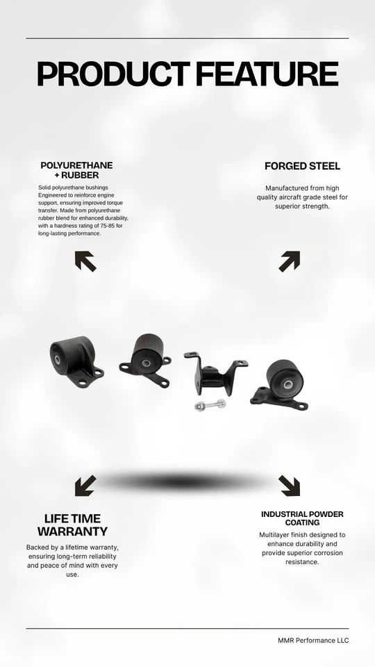 MMR PERFORMANCE  Swap Motor MOUNT KIT FOR EF CIVIC CRX 88-91 B18 B20 B16 CABLE - Image 4 of 4