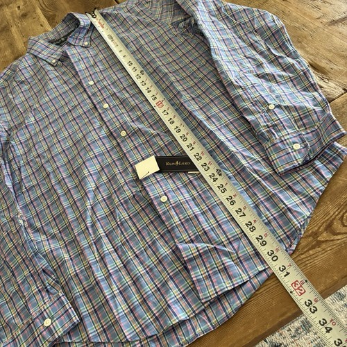 NWT Ralph Lauren Pastel Colors Blue Plaid Shirt Custom Fit Men’s Medium $89 - Picture 8 of 8