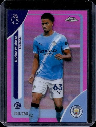 2026 Topps Chrome Premier League Divine Mukasa RC Pink Refractor #/250 Man City