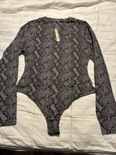 Skims Ladies Crew Neck thong Snake Print Body Suit Size XL