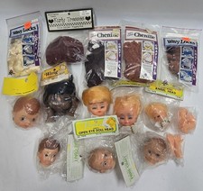 Vtg Lot Of 15 Doll Making Parts-Heads, Hair, Hands Chenille Wavy Angels